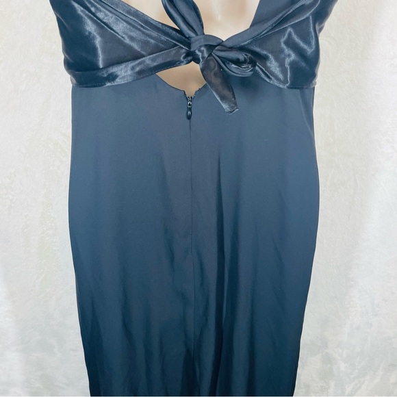 Dave & Johnny full length black chiffon maxi dress womens 10 slits whimsigoth - Picture 6 of 10